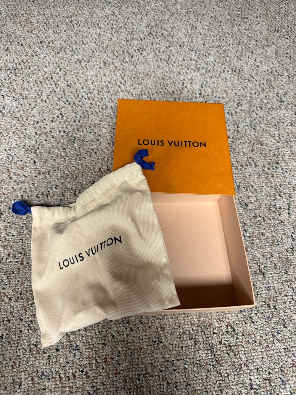 Louis Vuitton Beige Drawstring Pouch with Blue Cord